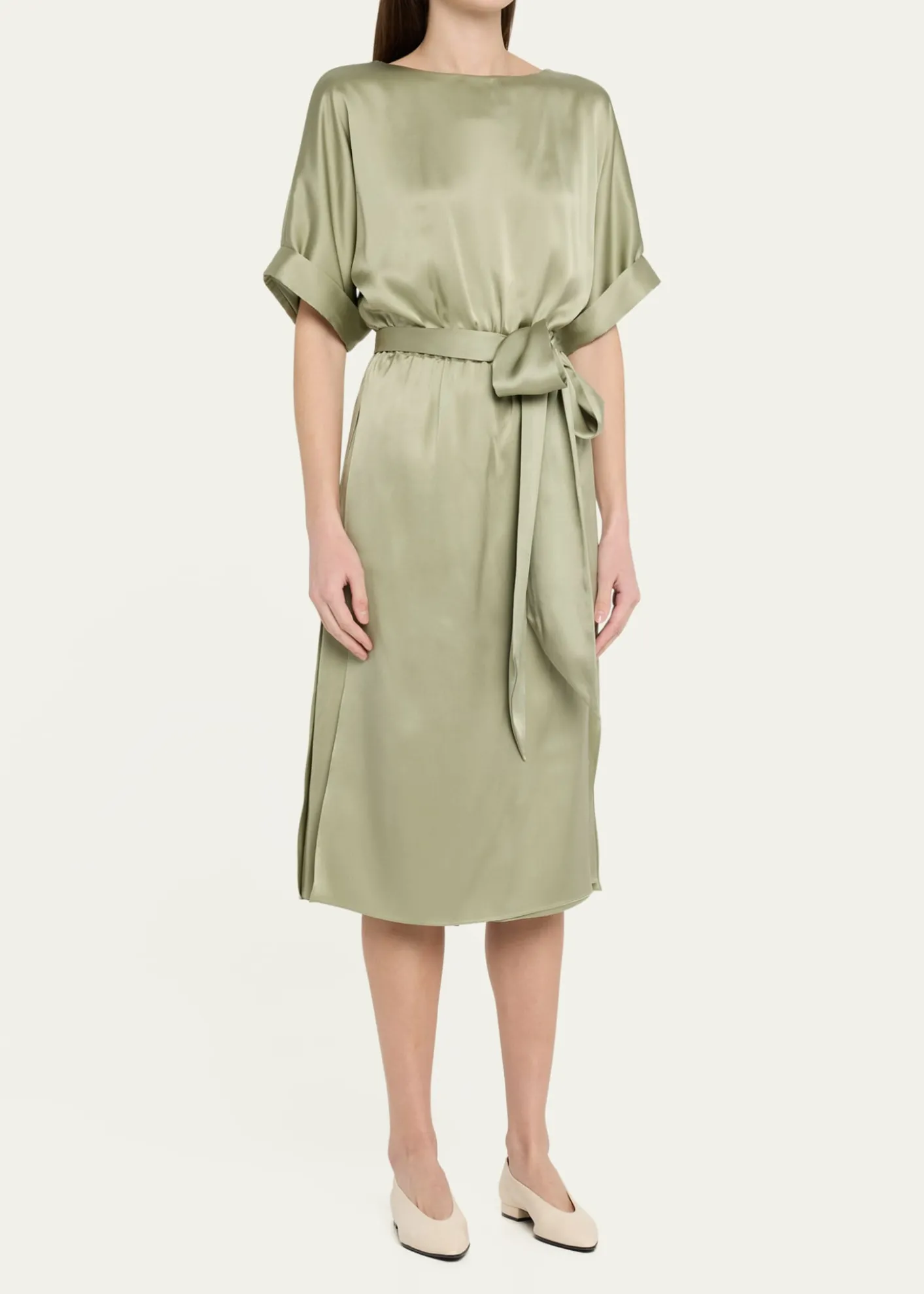 Loro PianaCaren Belted Silk Midi Dress