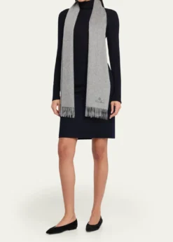 Loro PianaCashmere Sciarpa Grande Fringe-Trim Scarf
