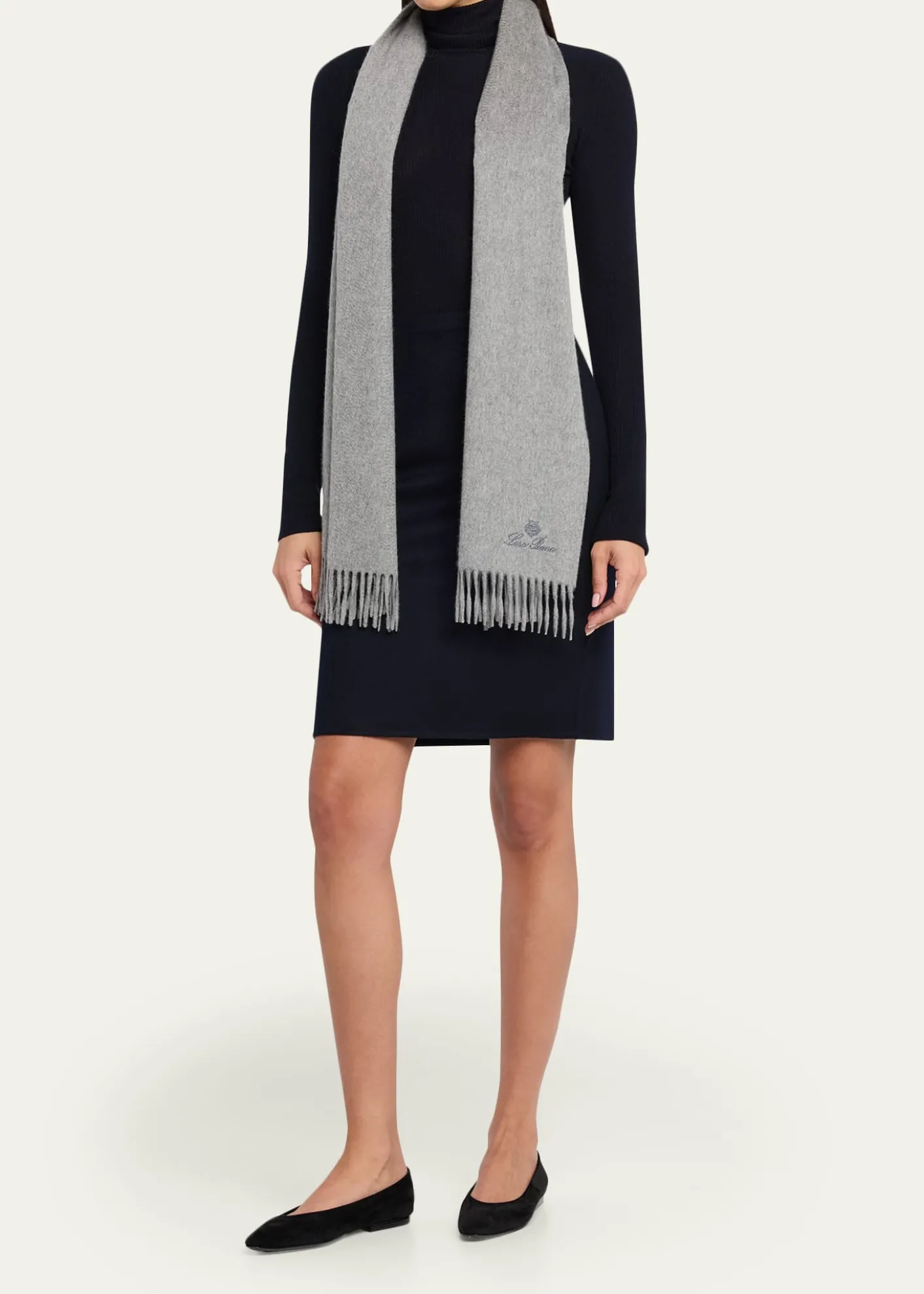 Loro PianaCashmere Sciarpa Grande Fringe-Trim Scarf