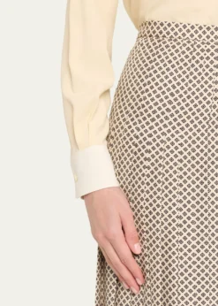 Loro PianaClea Pleated Silk Midi Skirt