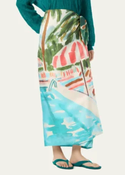 Loro PianaCorina Tropical Setting Silk Wrap Skirt