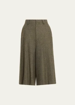 Loro PianaDrake Cashmere-Wool Wide-Leg Bermuda Trousers