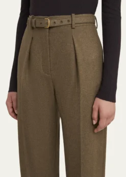 Loro PianaEdward Pintuck Belted Wool Cashmere Trousers