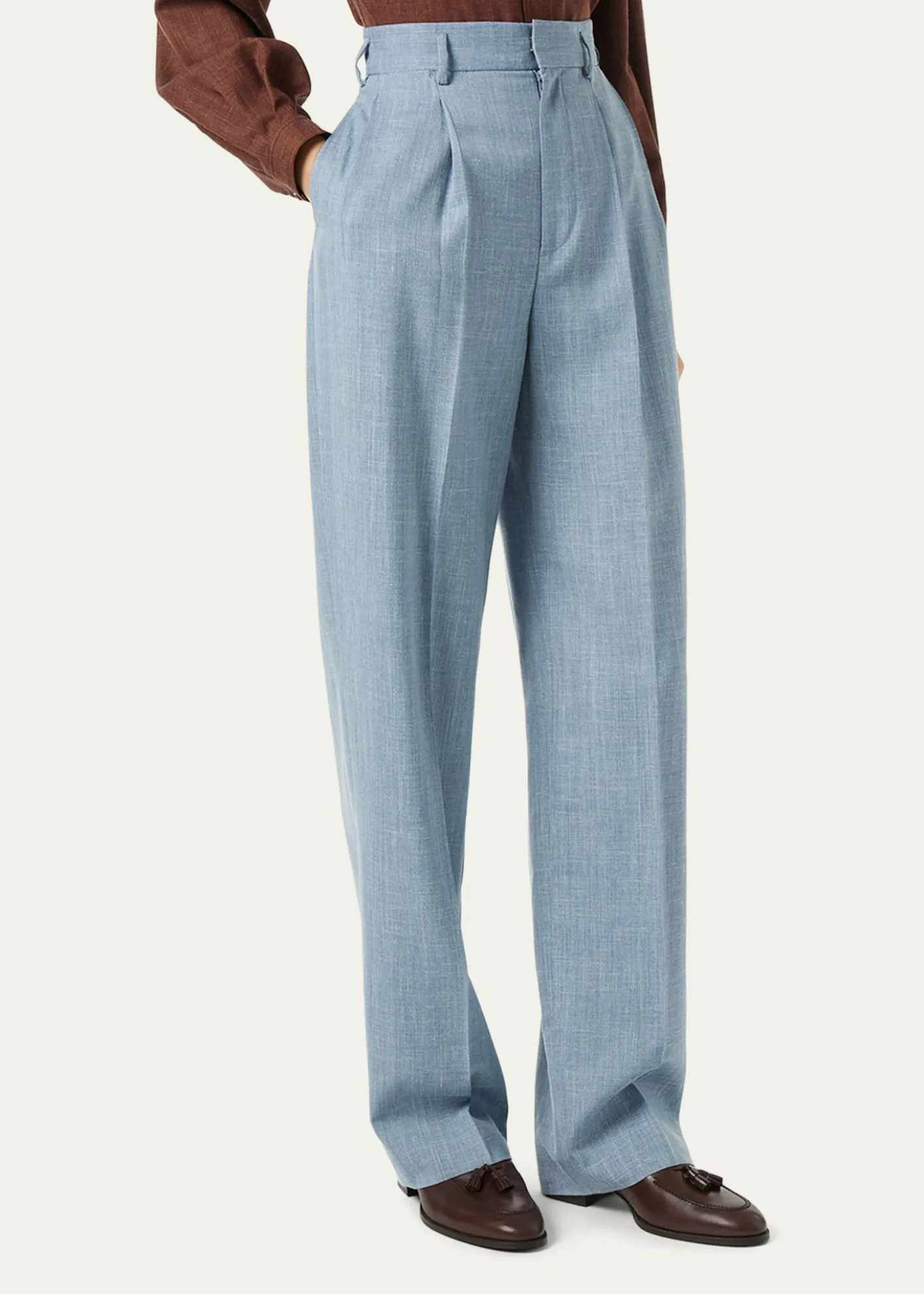Loro PianaHector Linen-Wool Straight-Leg Trousers