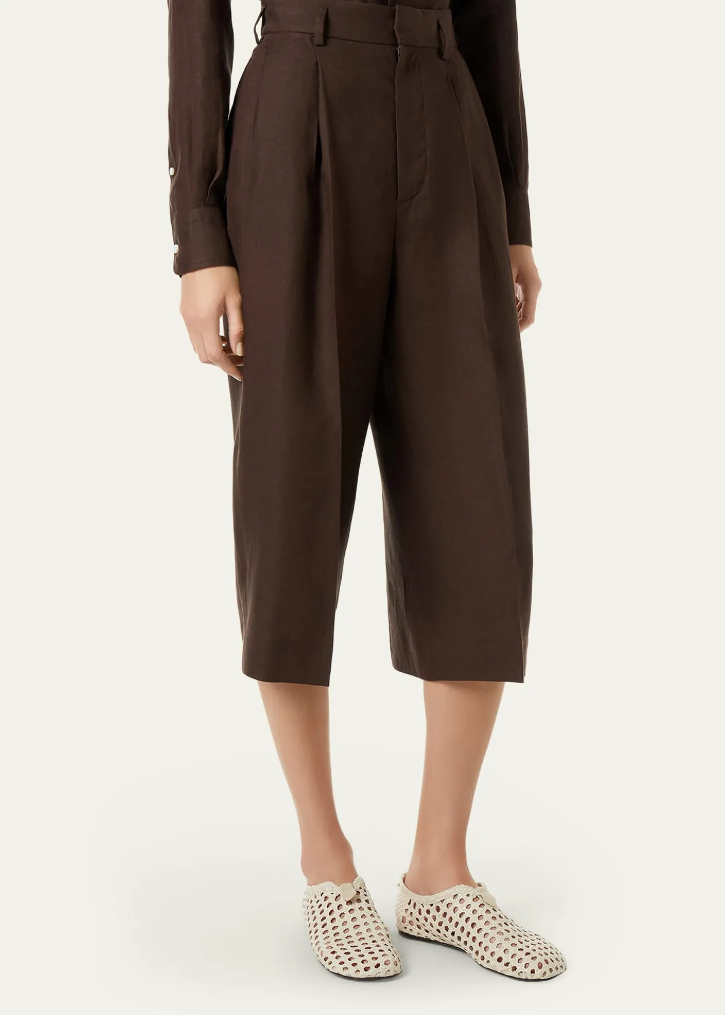Loro PianaHector Pleated Short Linen Trousers