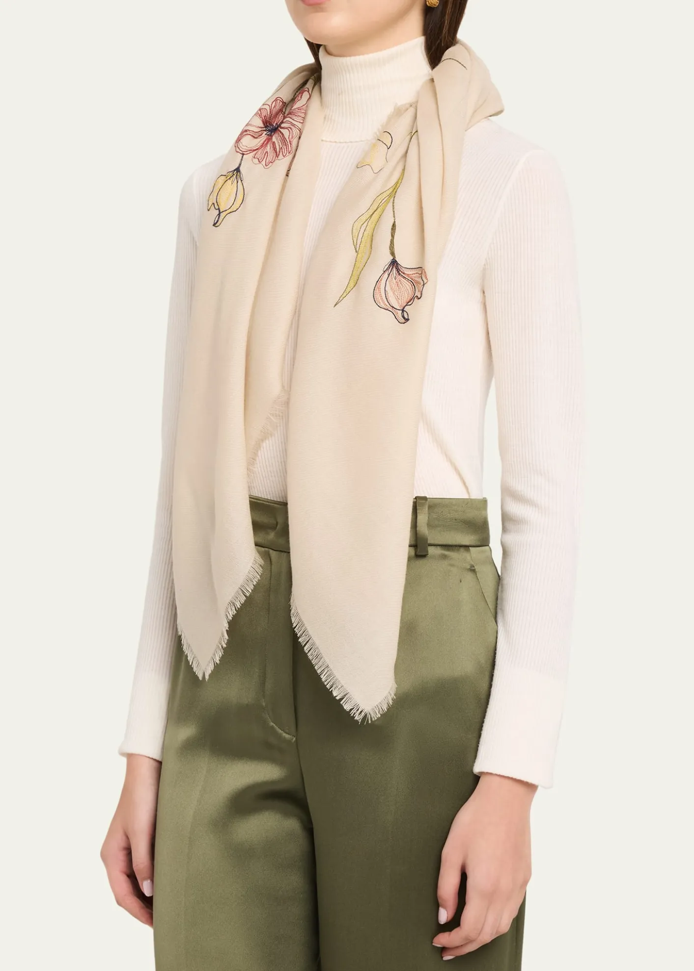 Loro PianaIl Bouquet Embroidered Cashmere Shawl