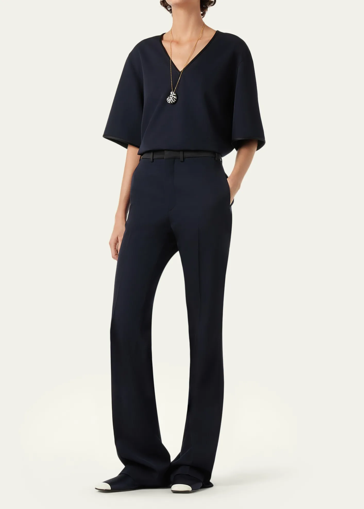Loro PianaKendrik Contrast-Waistband Bootcut-Leg Trousers