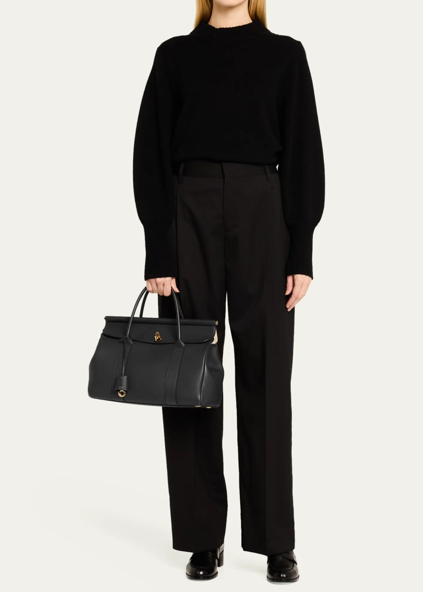 Loro PianaLoom 32 Grained Leather Top-Handle Bag