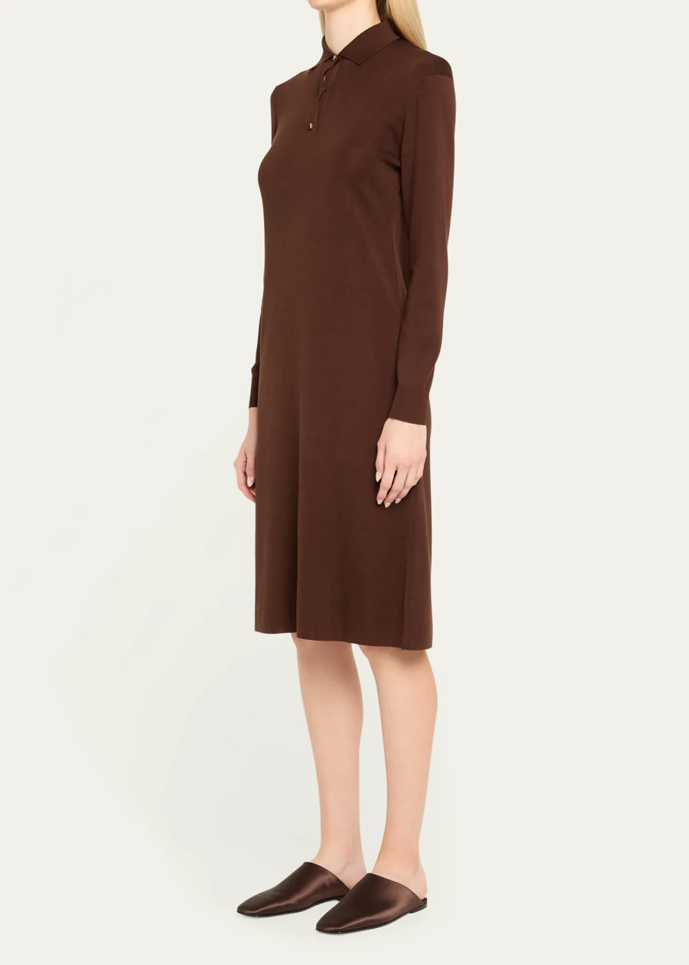 Loro PianaLyskamm Long-Sleeve Silk Polo Dress