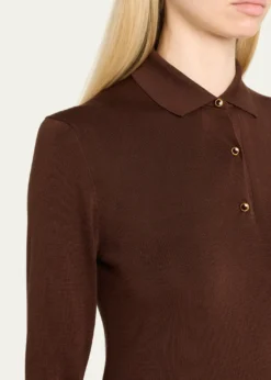 Loro PianaLyskamm Long-Sleeve Silk Polo Dress