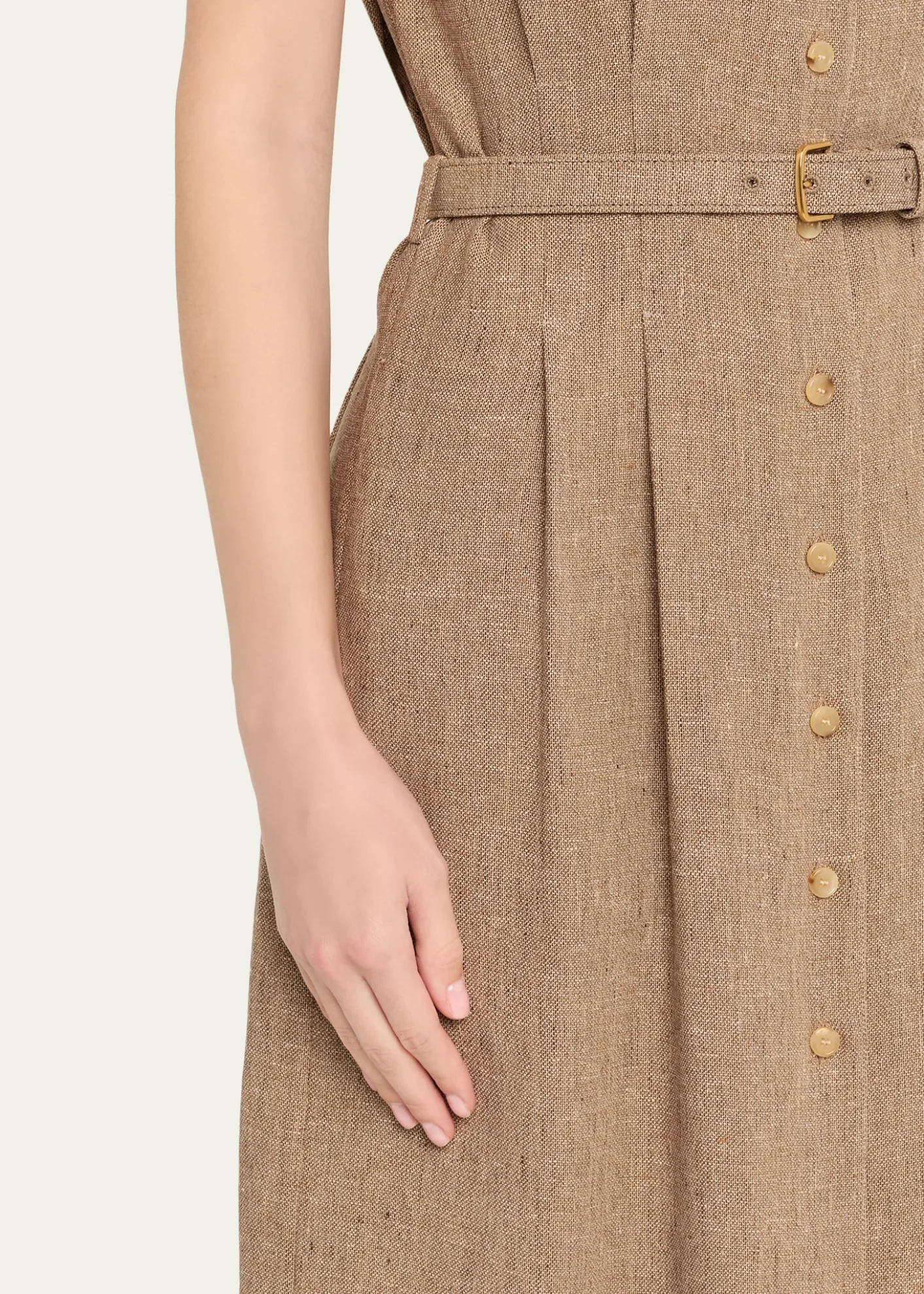 Loro PianaMaise Belted Woven Linen Shirtdress
