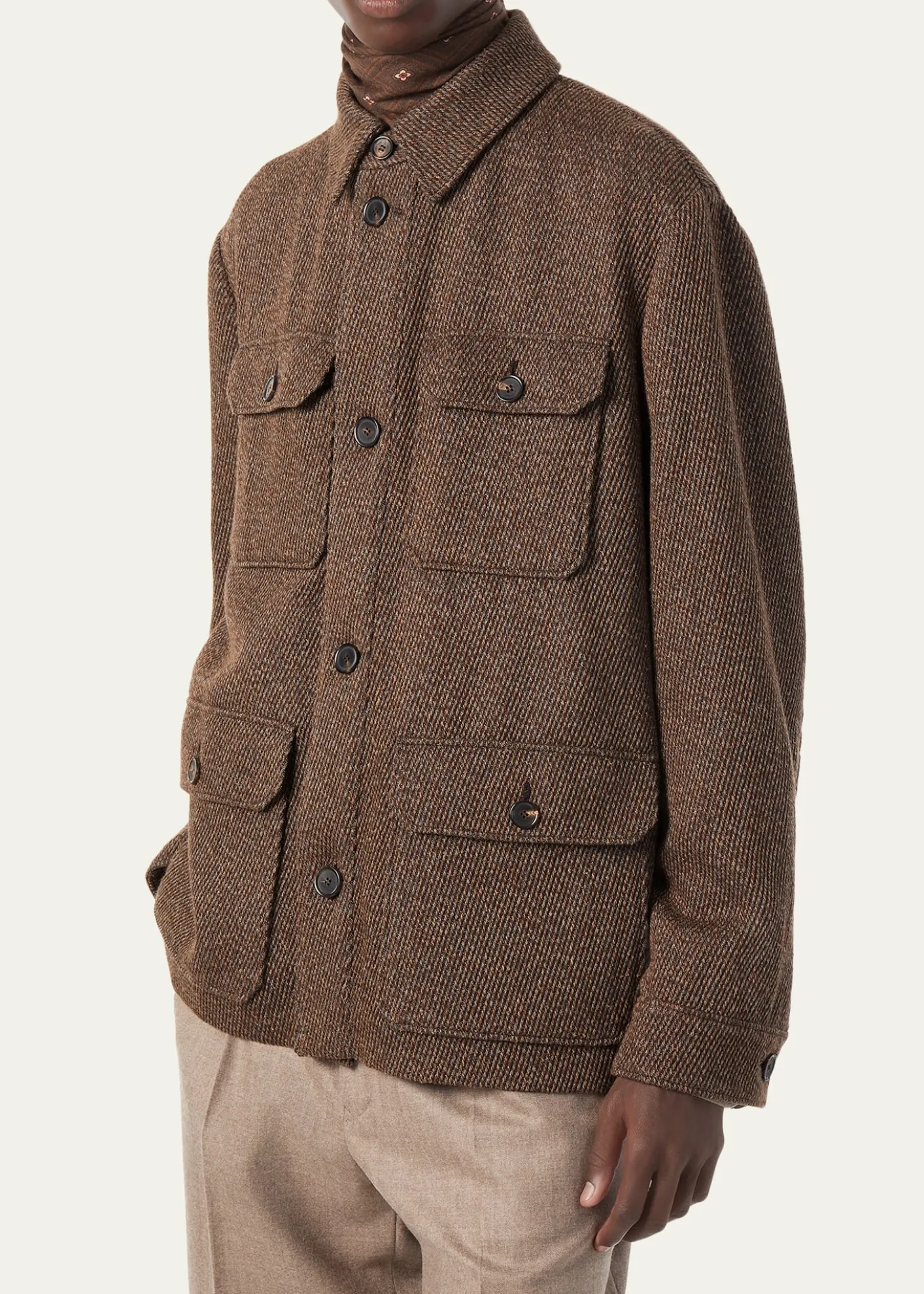 Loro PianaMen's Andover Cannete Flap-Pocket Caban Jacket