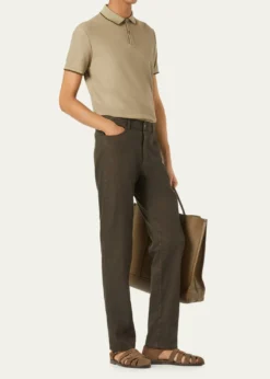 Loro PianaMen's Brentwood Tipped Jersey Pique Polo Shirt