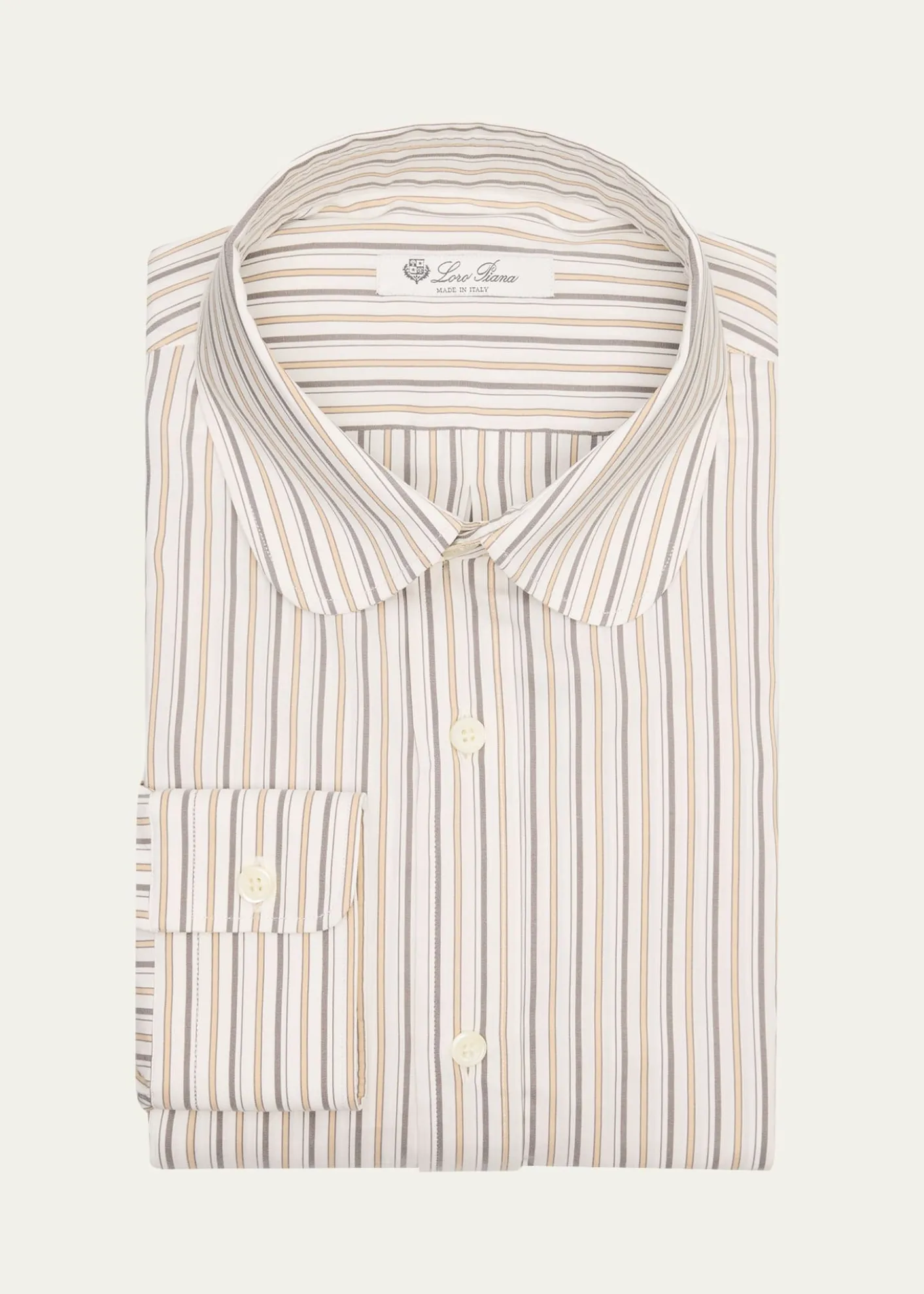 Loro PianaMen's Elia Penny-Collar Stripe Cotton and Silk Dress Shirt