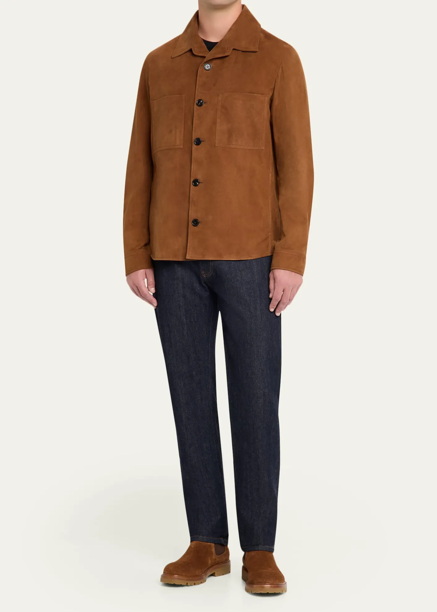 Loro PianaMen's Evandro Leather Overshirt