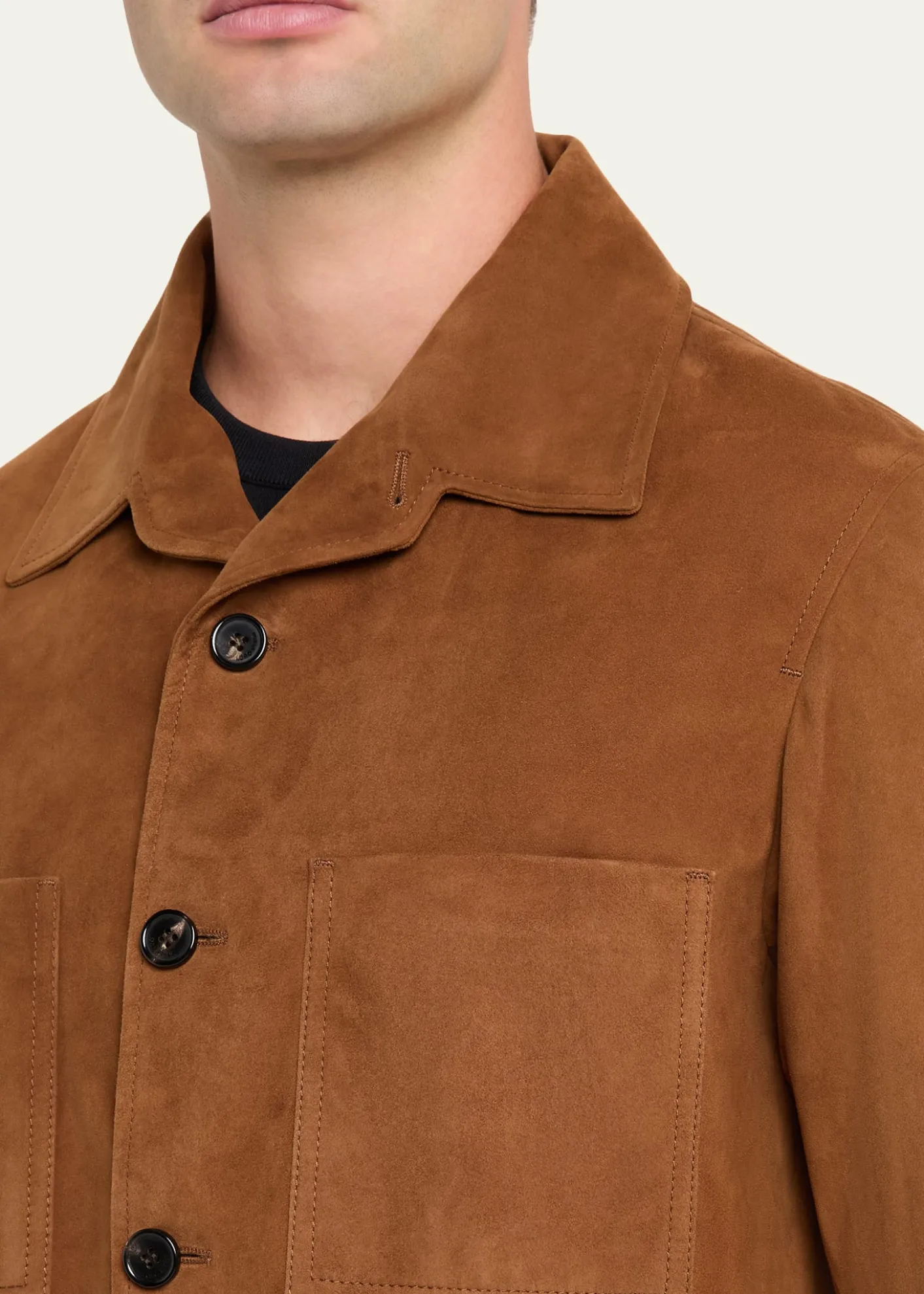 Loro PianaMen's Evandro Leather Overshirt