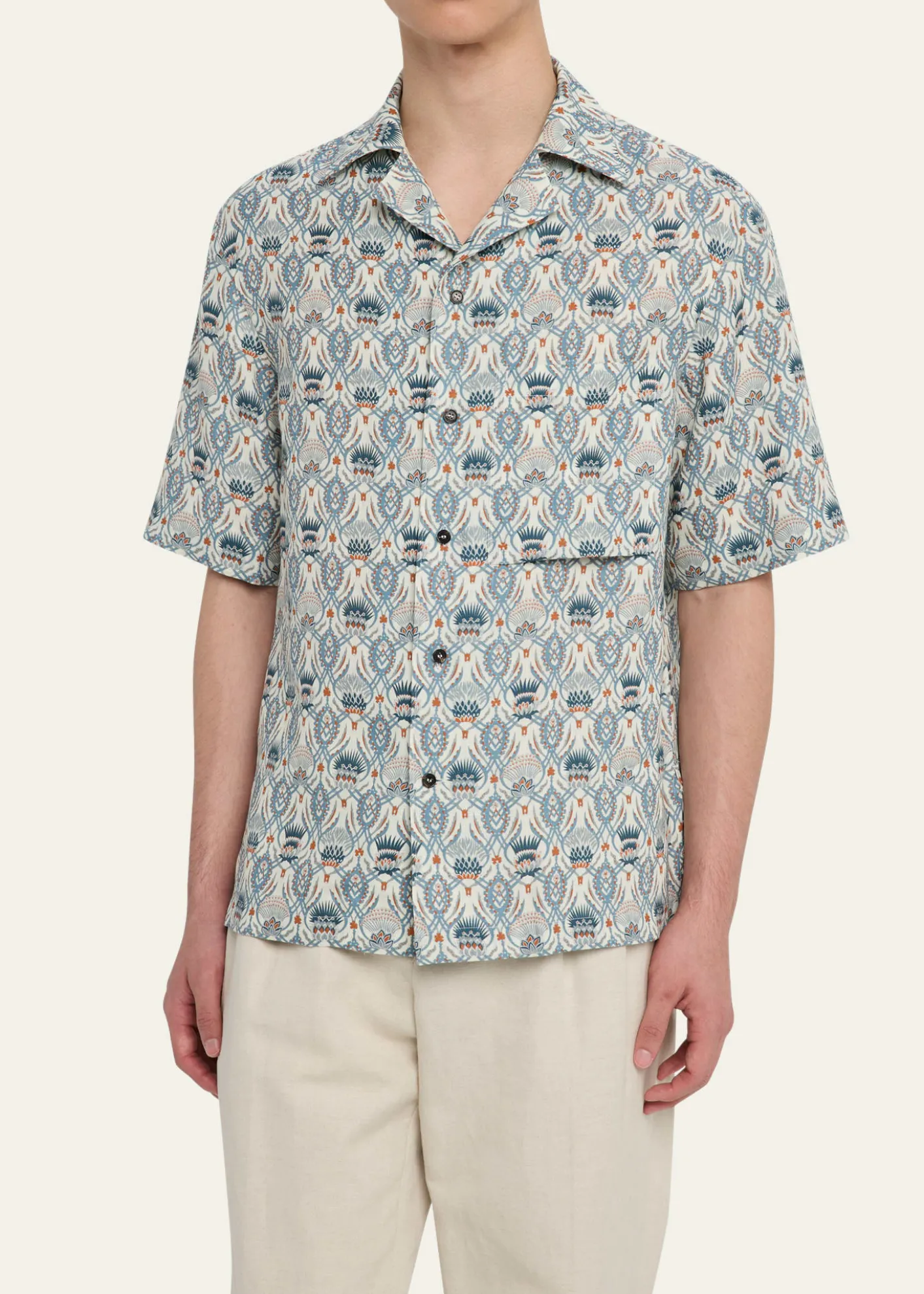 Loro PianaMen's Federico Linen Camp Shirt