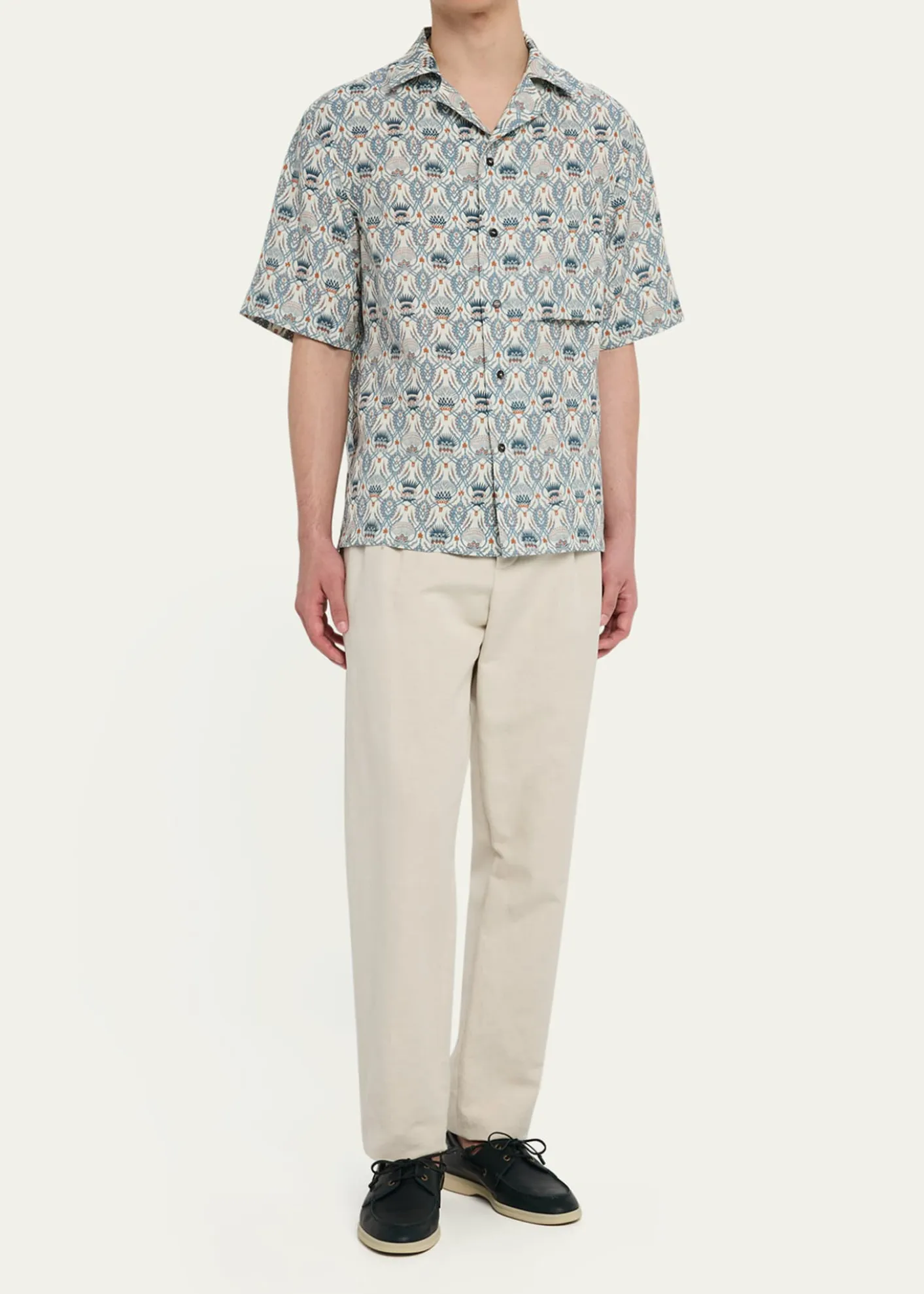 Loro PianaMen's Federico Linen Camp Shirt