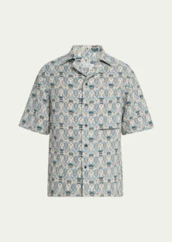 Loro PianaMen's Federico Linen Camp Shirt