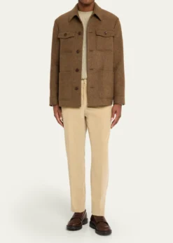 Loro PianaMen's Jarno Cotton Corduroy Pleated Pants