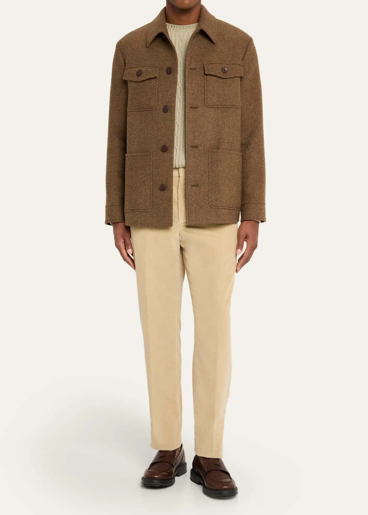 Loro PianaMen's Jarno Cotton Corduroy Pleated Pants