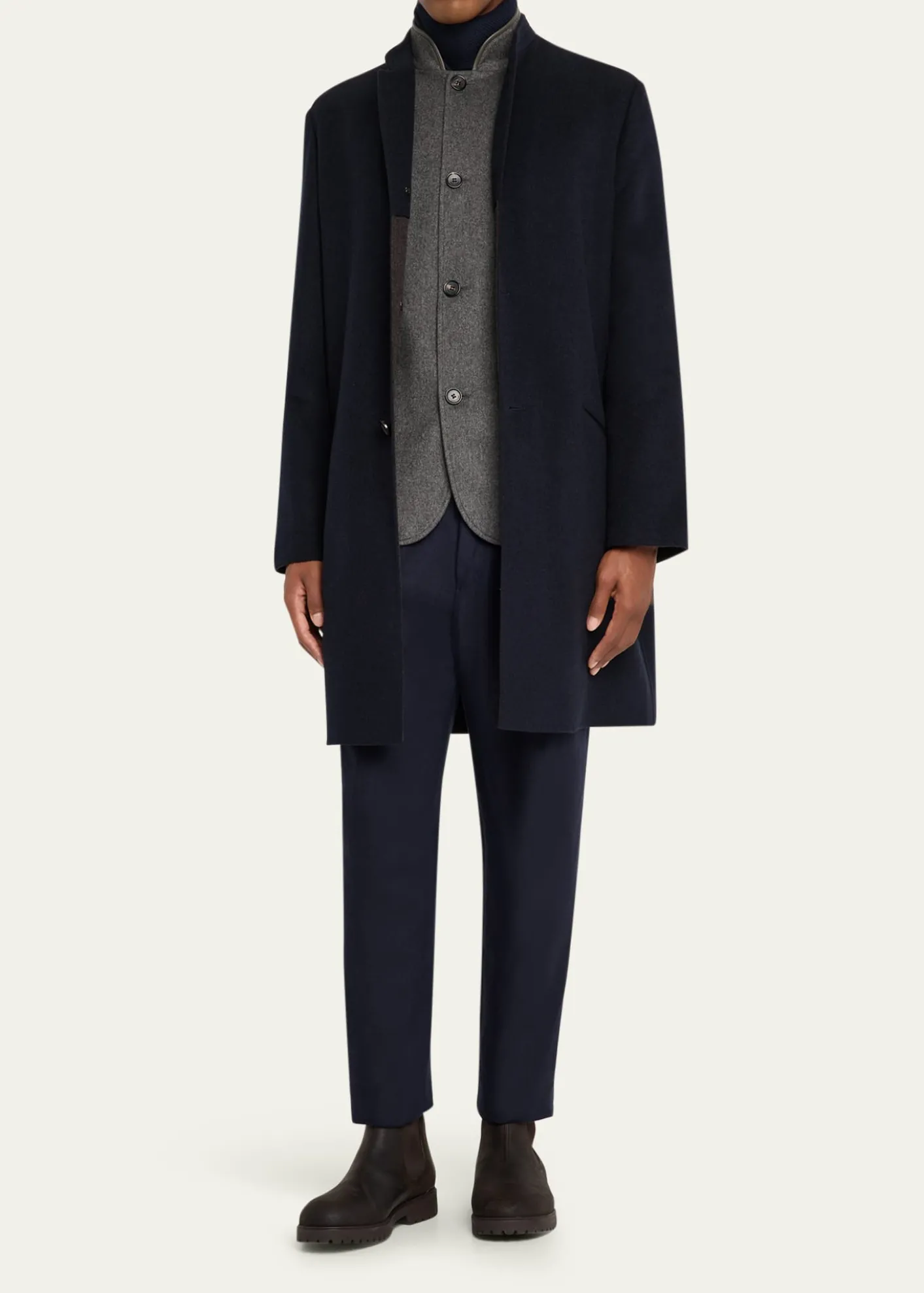 Loro PianaMen's Javier Double Knit Cashmere Rain Overcoat