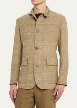 Loro PianaMen's Linen and Silk Roadster Single-Breasted Jacket