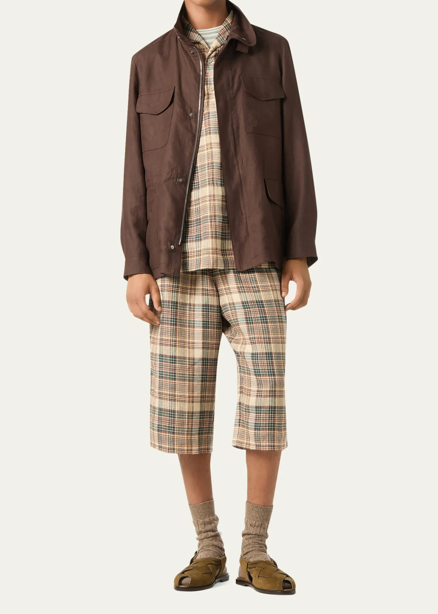 Loro PianaMen's Linen Traveller Full-Zip Field Jacket