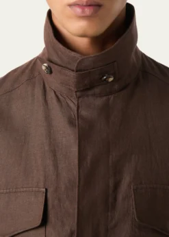 Loro PianaMen's Linen Traveller Full-Zip Field Jacket