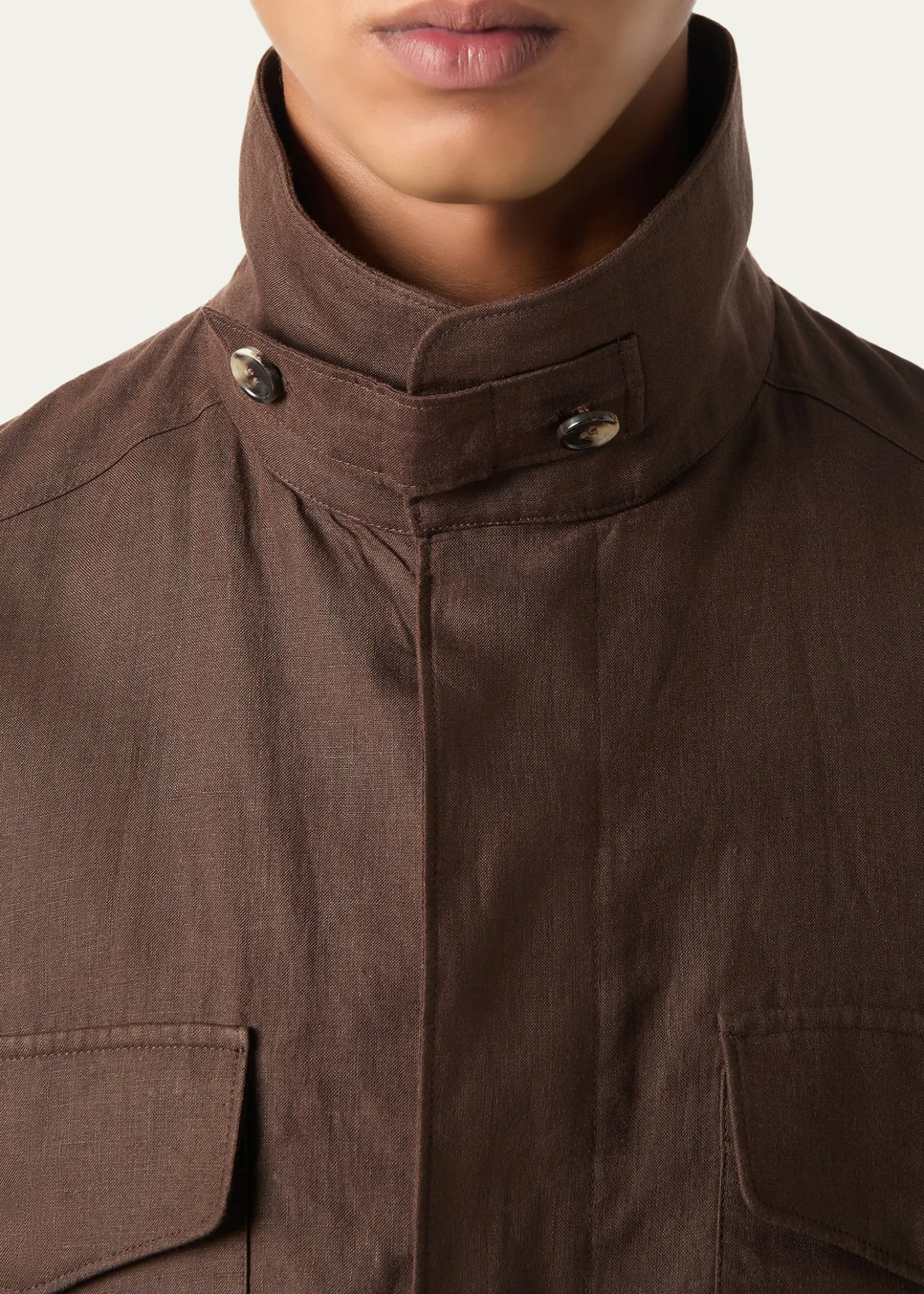 Loro PianaMen's Linen Traveller Full-Zip Field Jacket
