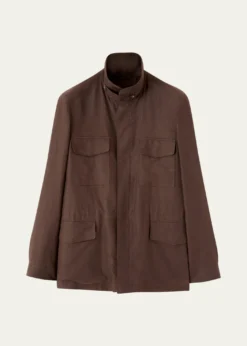Loro PianaMen's Linen Traveller Full-Zip Field Jacket