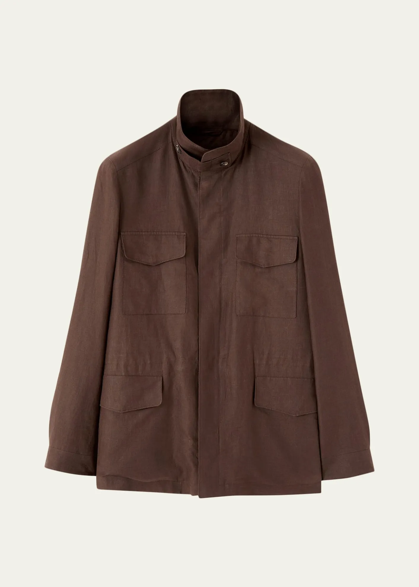Loro PianaMen's Linen Traveller Full-Zip Field Jacket