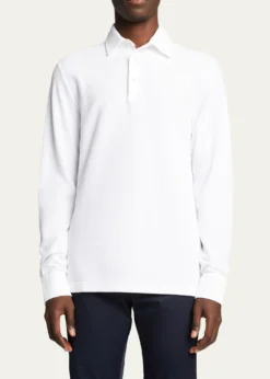 Loro PianaMen's Long-Sleeve Pique Polo Shirt