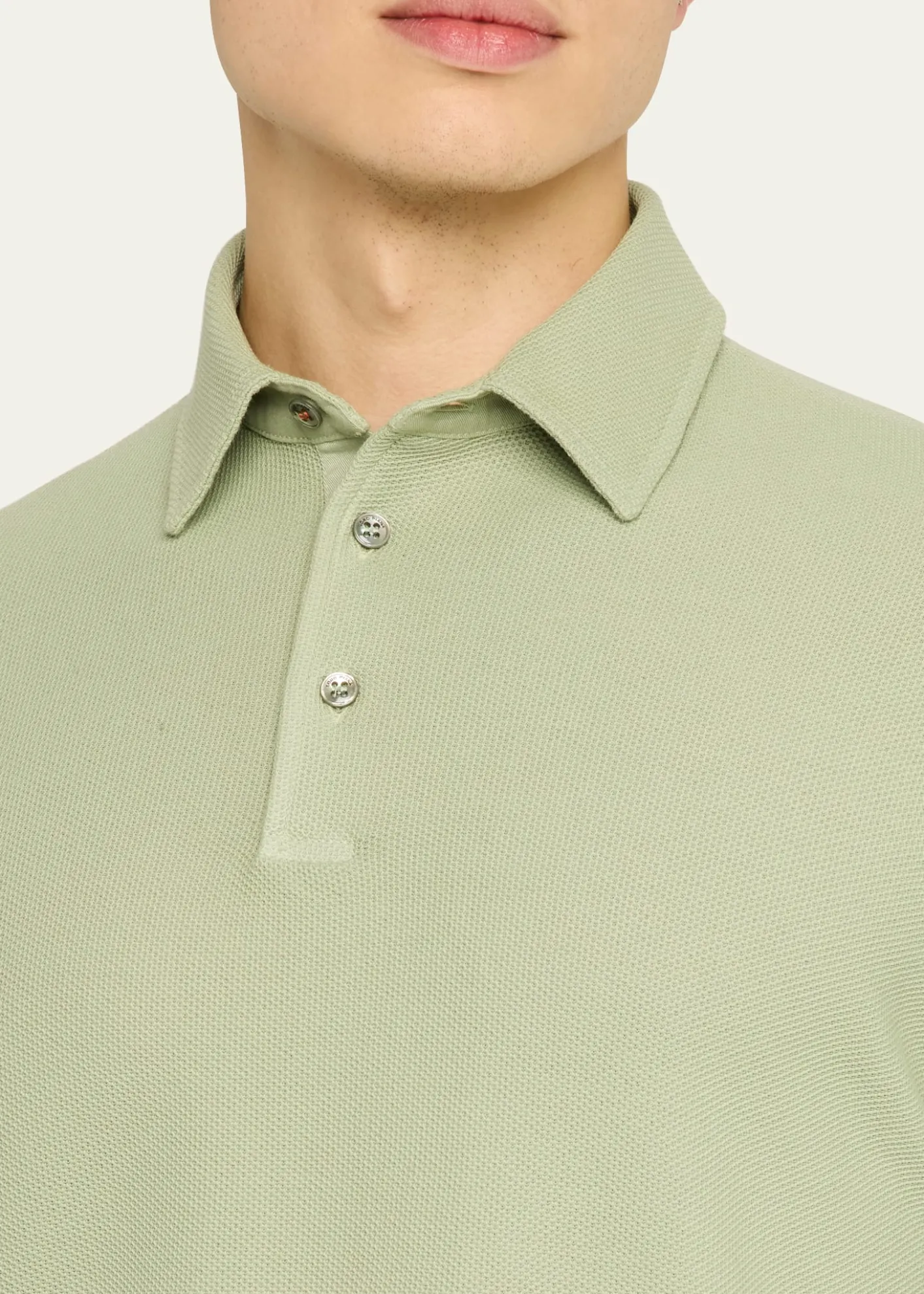Loro PianaMen's Long-Sleeve Pique Polo Shirt