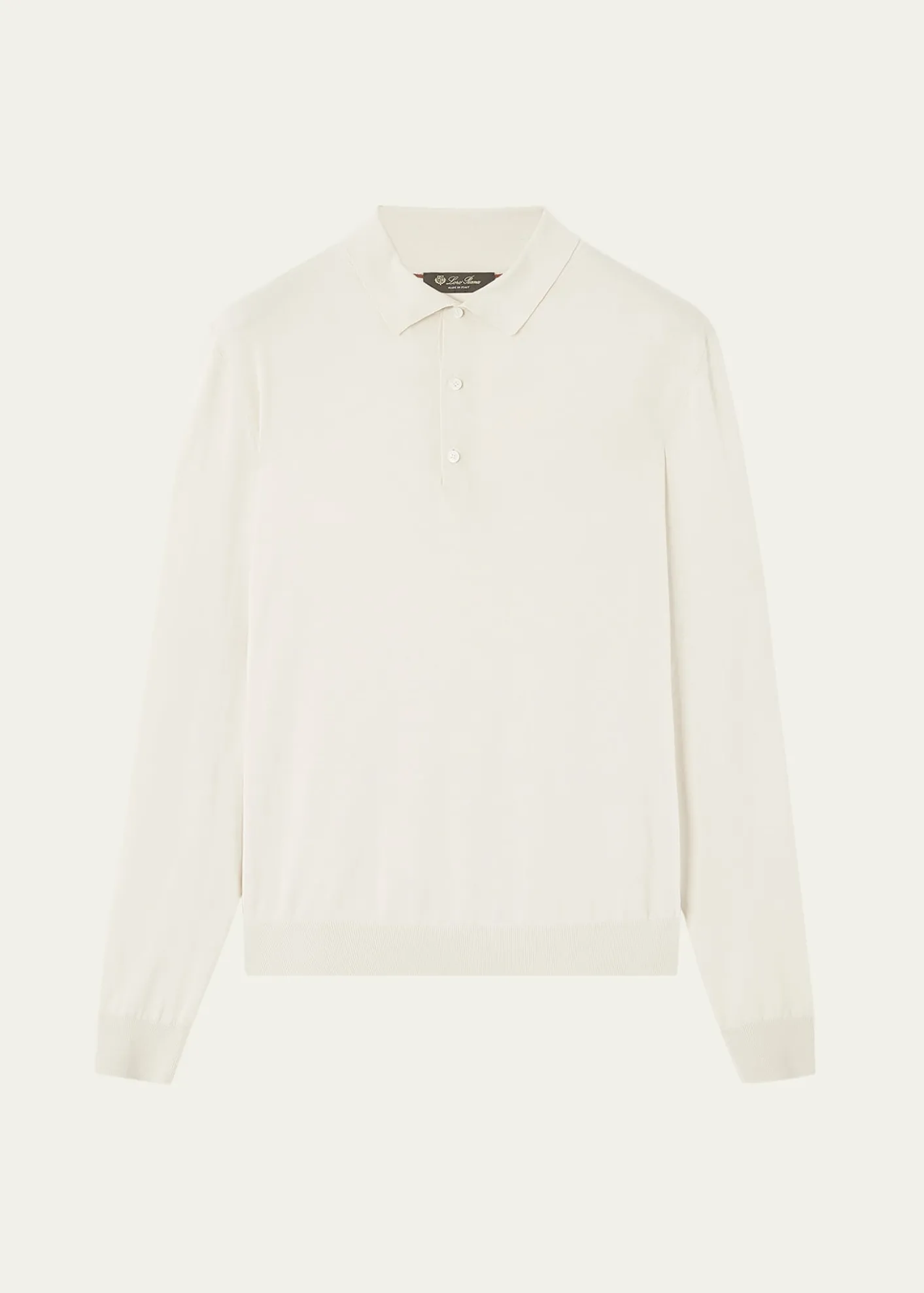 Loro PianaMen's Loro Island Cotton Giza Long-Sleeve Polo Shirt