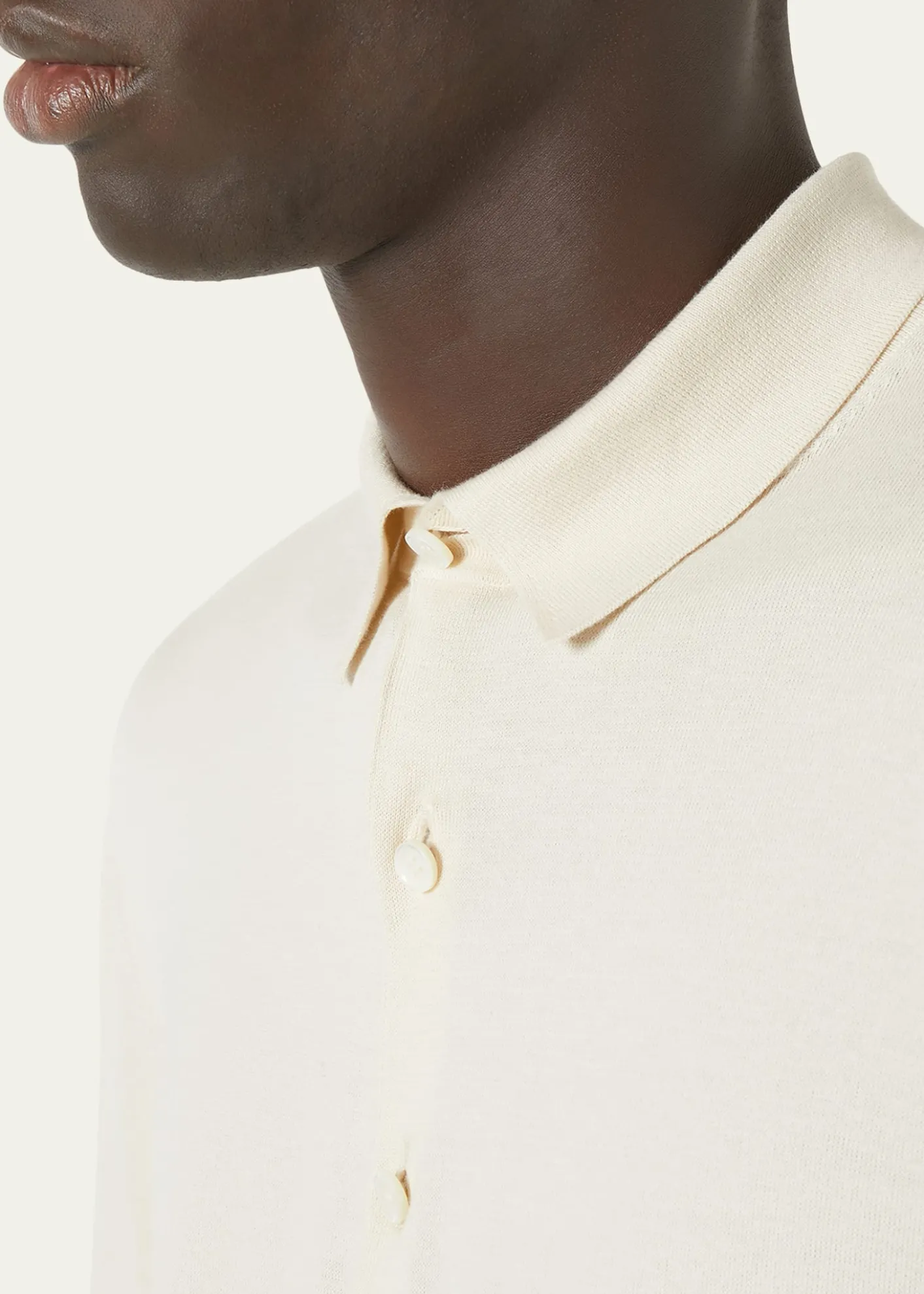 Loro PianaMen's Loro Island Cotton Giza Long-Sleeve Polo Shirt