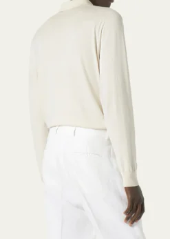 Loro PianaMen's Loro Island Cotton Giza Long-Sleeve Polo Shirt