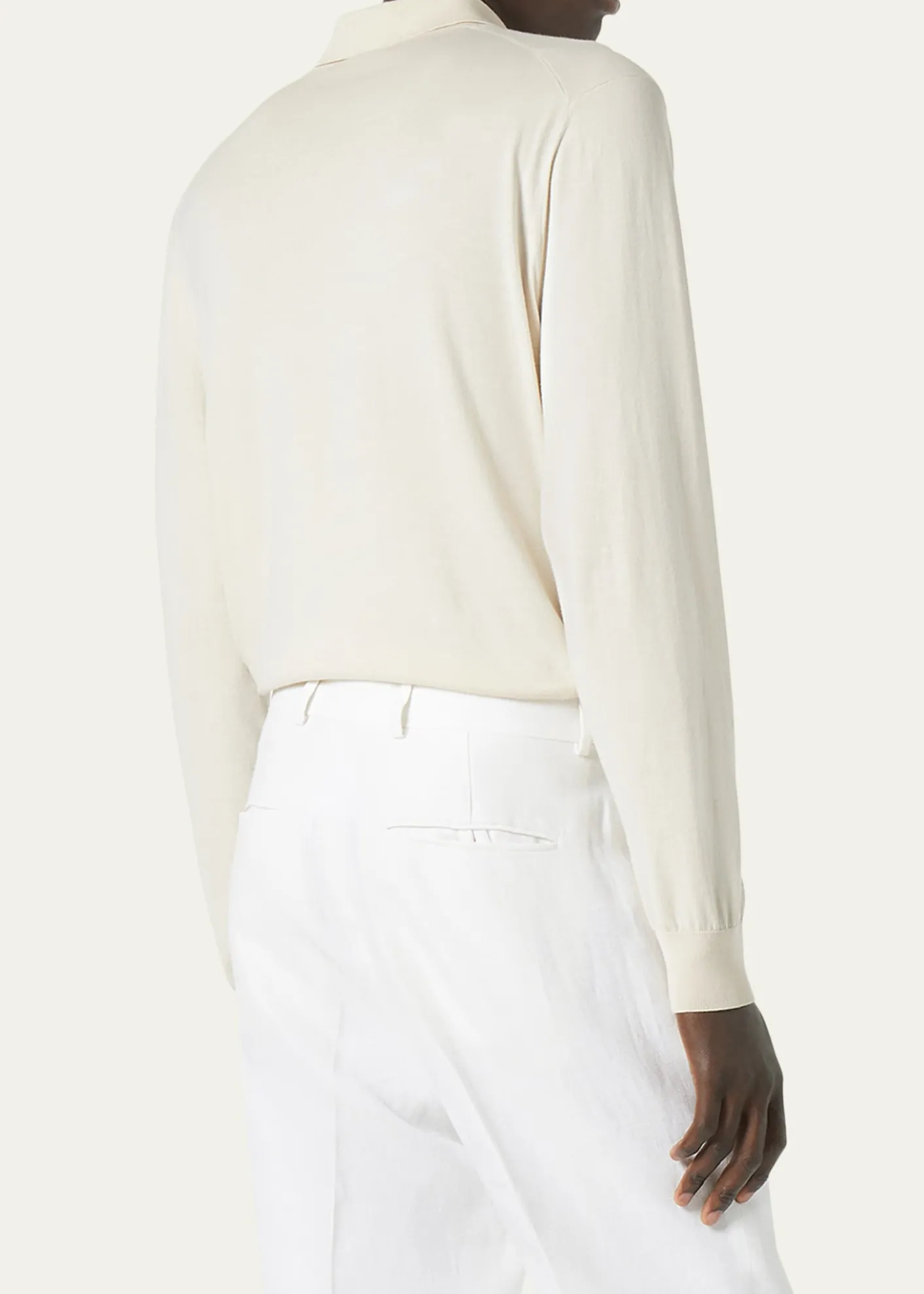 Loro PianaMen's Loro Island Cotton Giza Long-Sleeve Polo Shirt