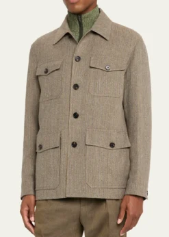 Loro PianaMen's Piers Linen and Virgin Wool Field Jacket