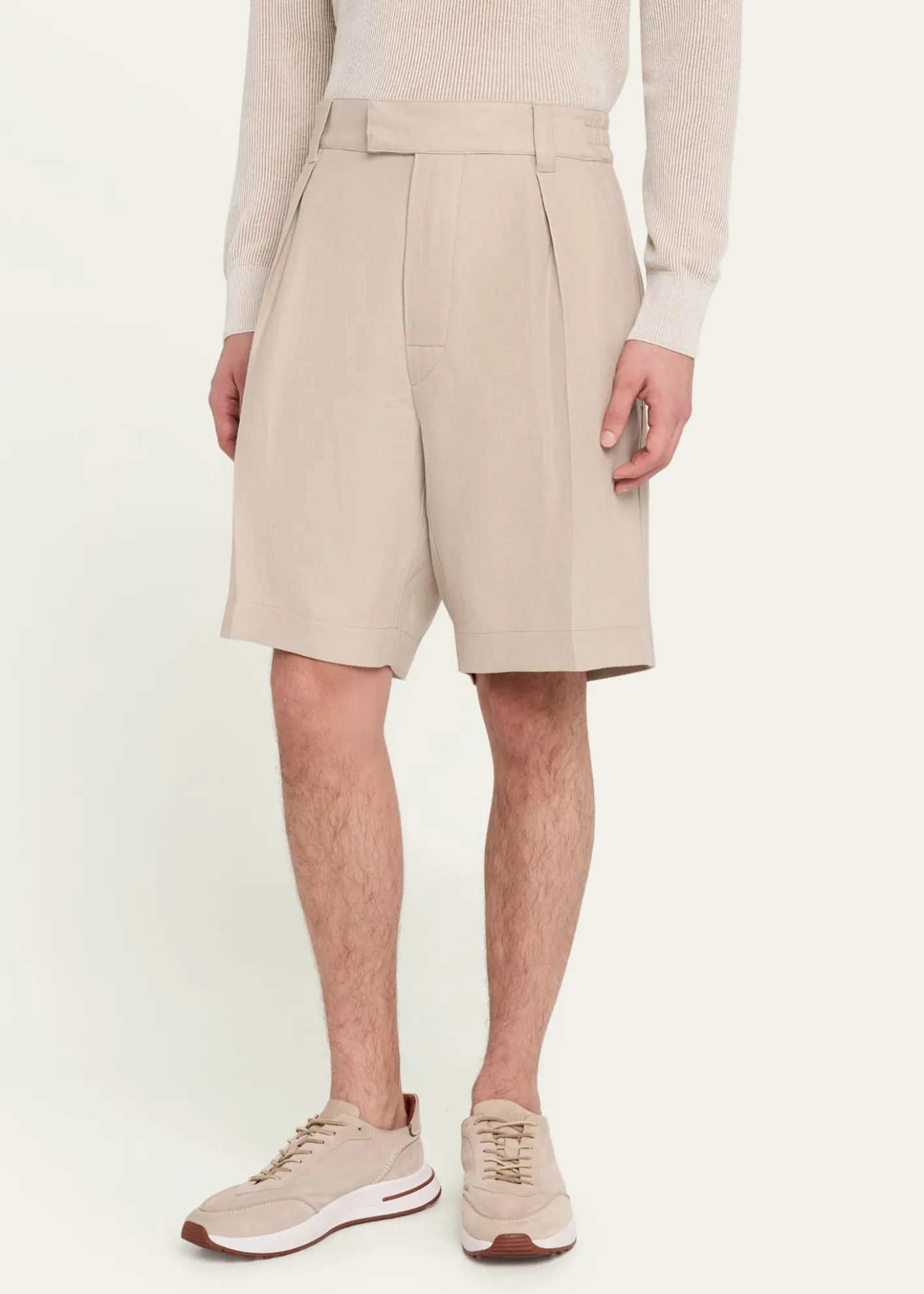 Loro PianaMen's Reinga Linen Pleated Bermuda Shorts