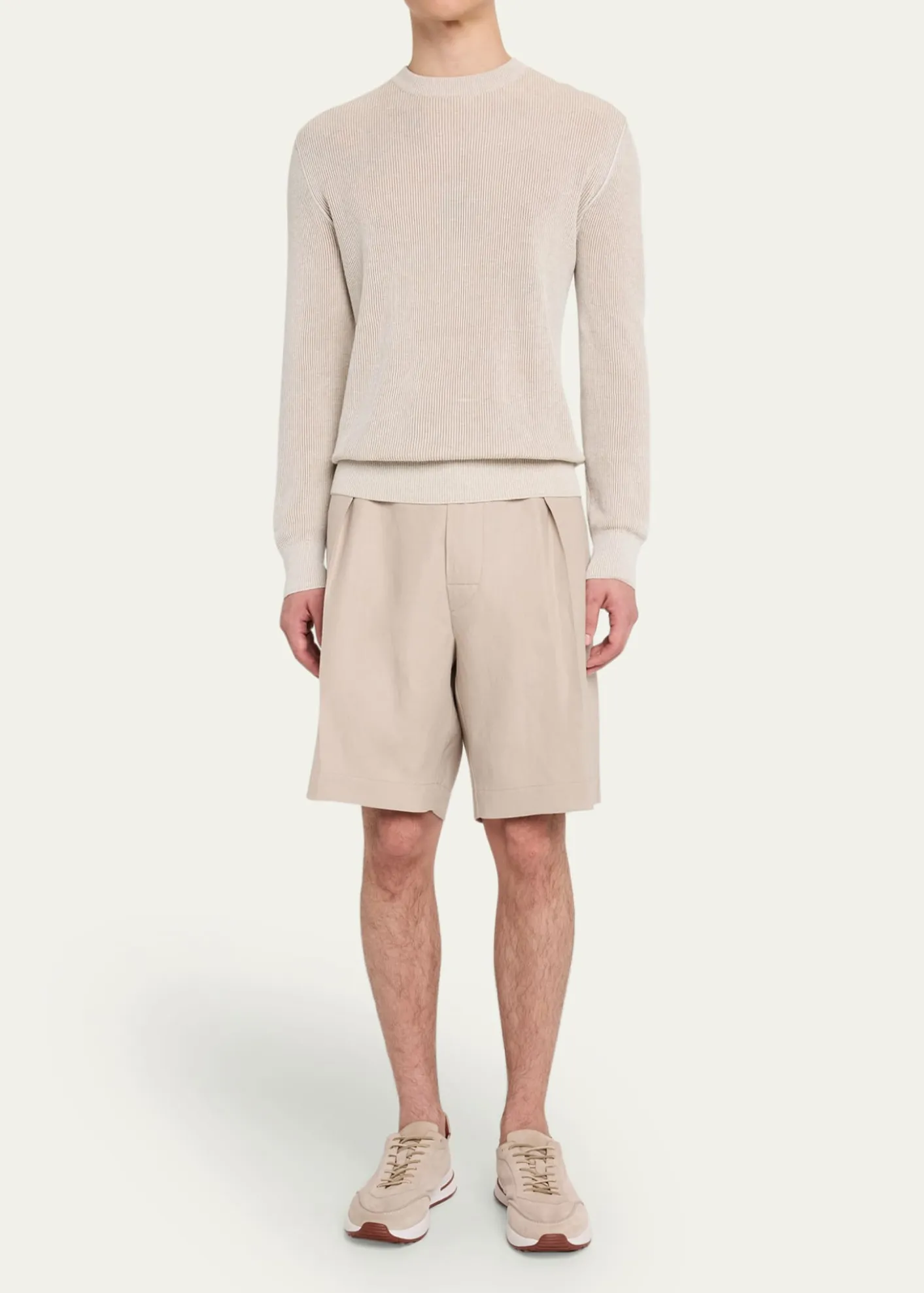 Loro PianaMen's Reinga Linen Pleated Bermuda Shorts