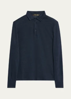 Loro PianaMen's Sam Linen Long-Sleeve Polo Shirt