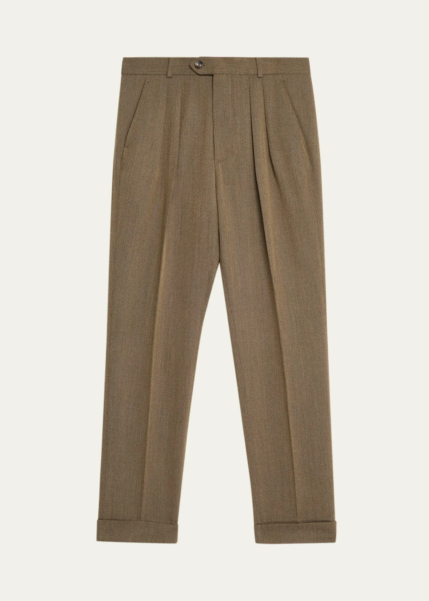 Loro PianaMen's Stafford Jaspe Wool Pleated Pants