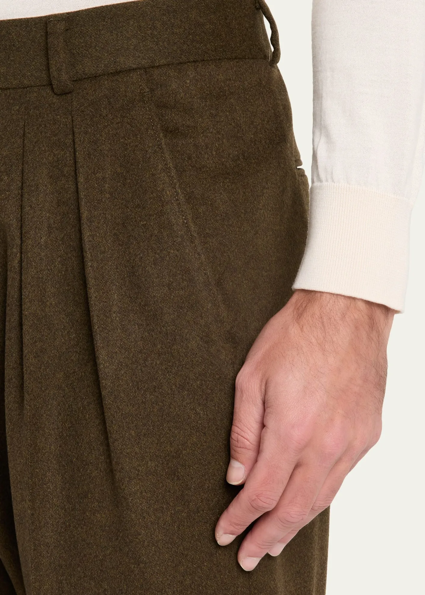 Loro PianaMen's Stafford Virgin Wool and Cashmere Pleated Pants