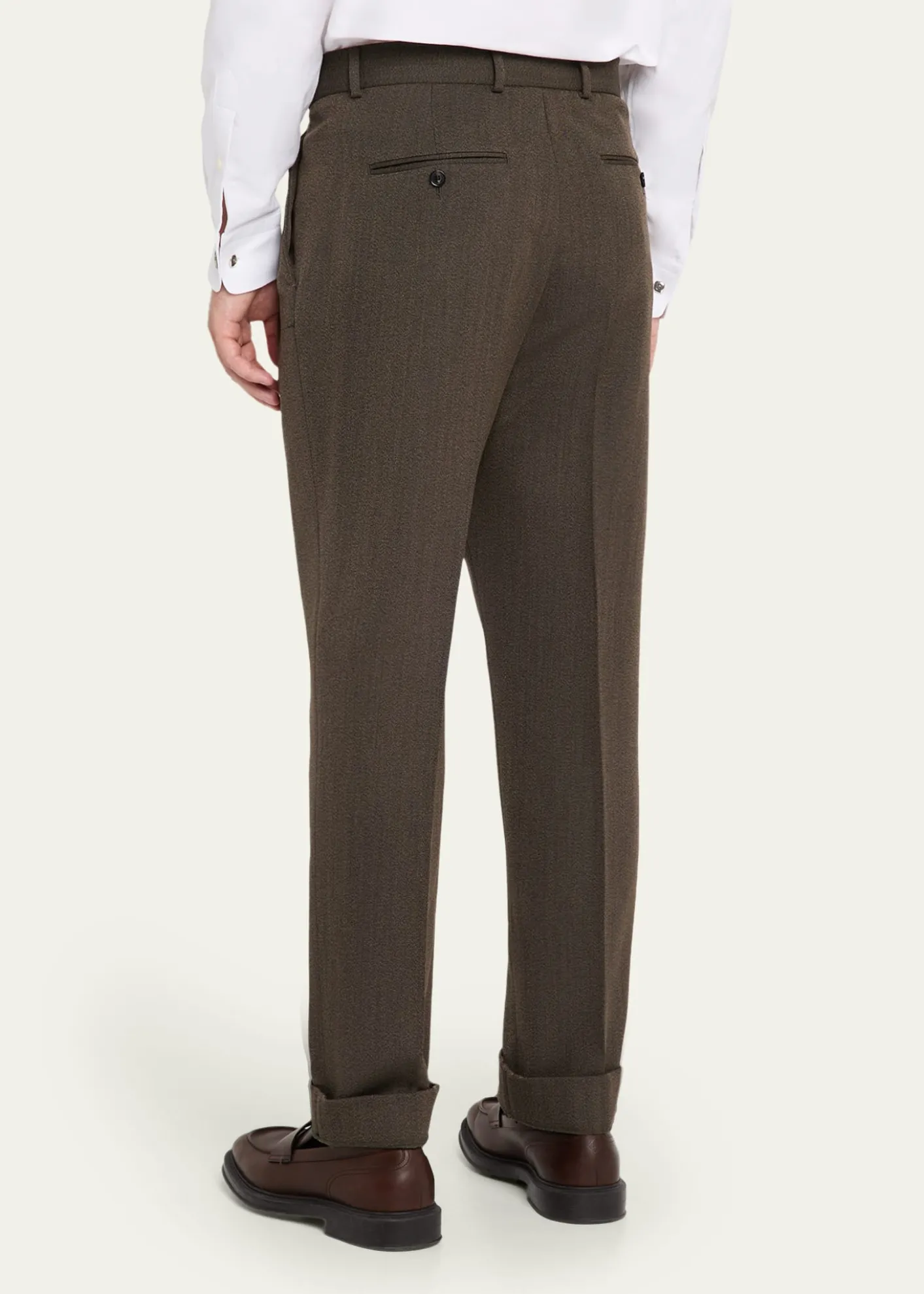 Loro PianaMen's Stafford Wool Twill Pleated Trousers