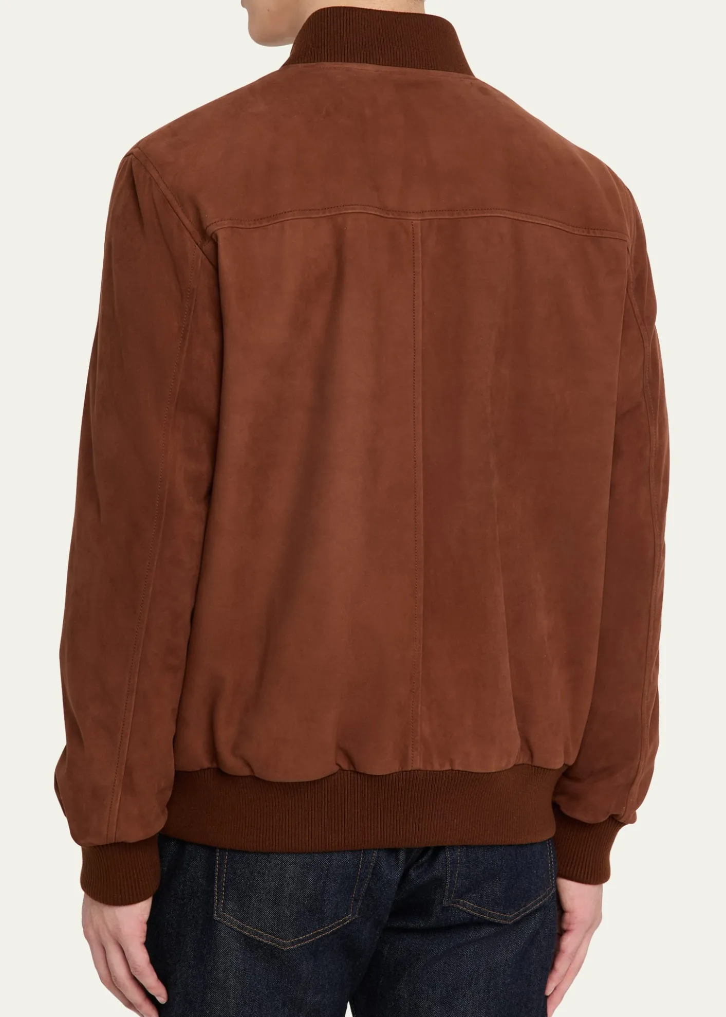Loro PianaMen's Suede Full-Zip Bomber Jacket