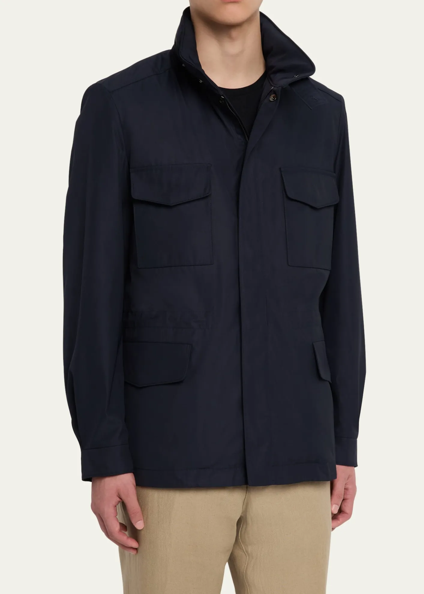 Loro PianaMen's Traveler Field Jacket with Stowaway Hood