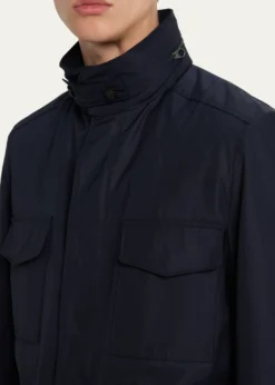 Loro PianaMen's Traveler Field Jacket with Stowaway Hood