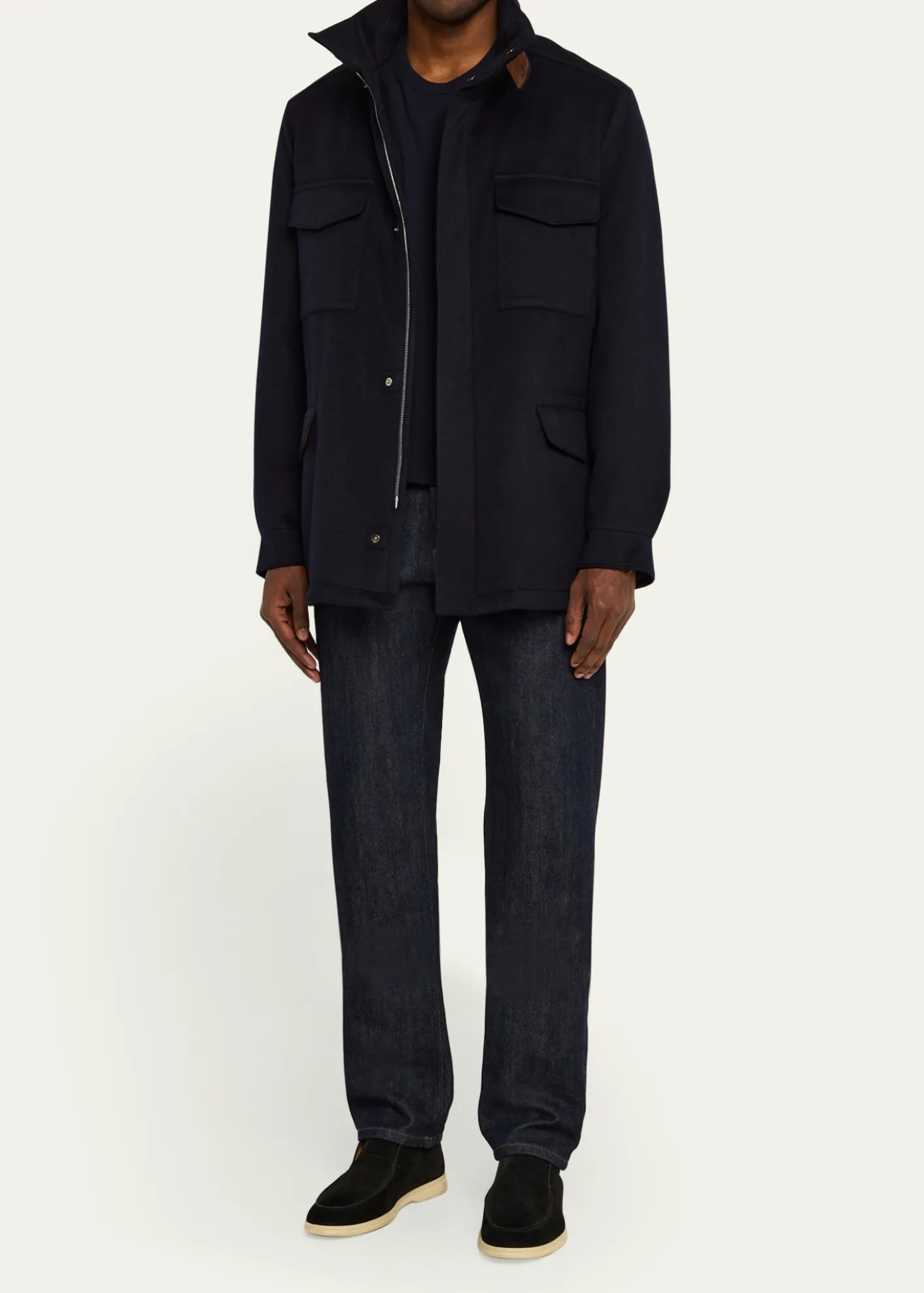 Loro PianaMen's Traveller Cashmere Full-Zip Field Jacket