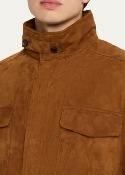 Loro PianaMen's Traveller Lambskin Suede Field Jacket